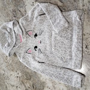 Girl's 6X Jumping Beans Leopard Print Kitty Faux Fur Hoodie